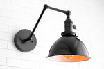 Cargar imagen en el visor de la Galería, Conique Metal Vintage Industrial Swing Arm Wall Lamp - Adjustable Dome Shade for Study
