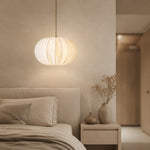 Load image into Gallery viewer, Fabric Globe Pendant Light with Wood Canopy