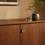 Charger l'image dans la visionneuse de galerie, Hammered antique brass knob on a wood cabinet door