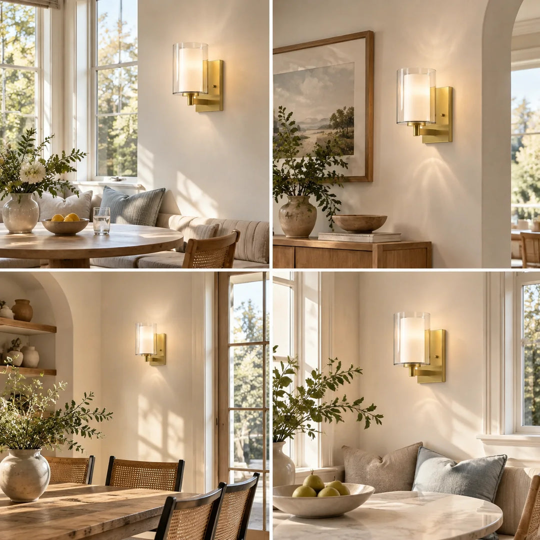 Double Glass Sconces, Set of 2 with three finishes and layered glass - New2609-1024569 interior scene