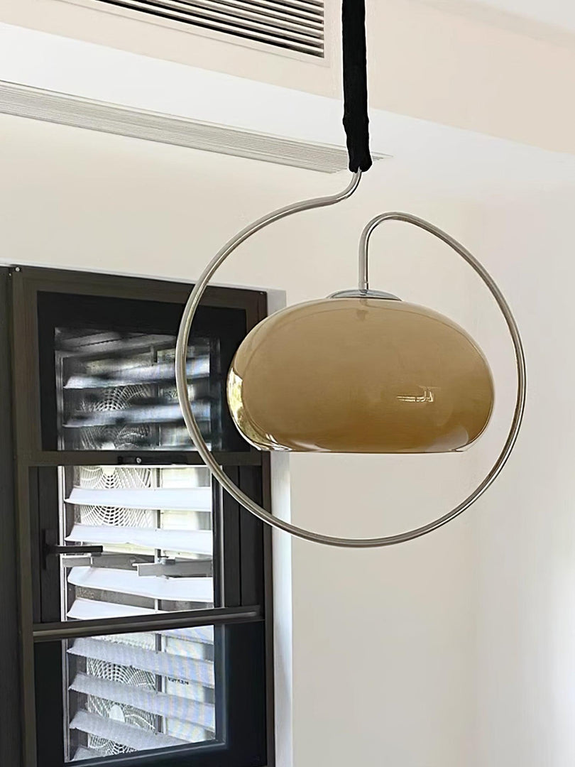 Rounded Glass Chrome Swag Pendant Light