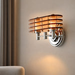 Charger l'image dans la visionneuse de galerie, Layered amber acrylic and central light column detail of Bauhaus wall sconce