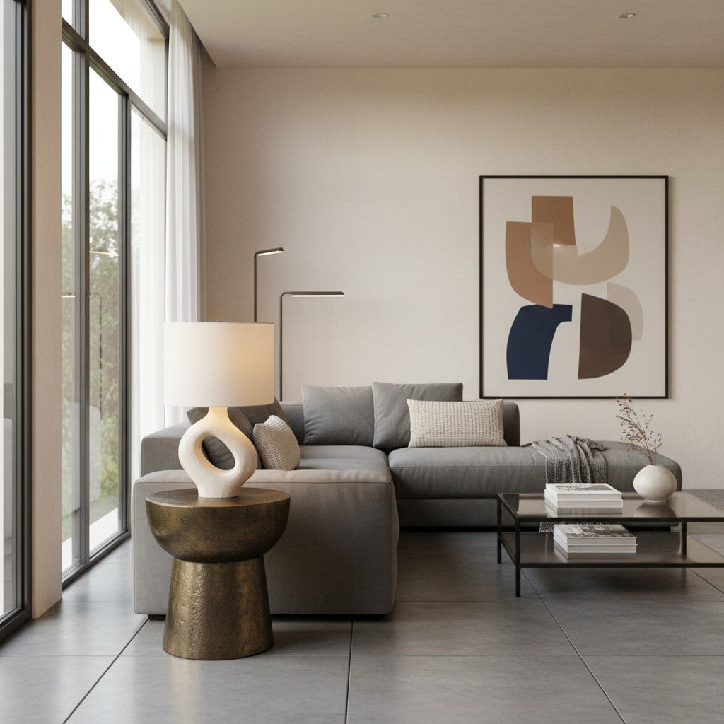 Ceruna Tischlampe mit Keramikkörper und strukturierter Oberfläche für Schlafzimmer oder Wohnzimmer