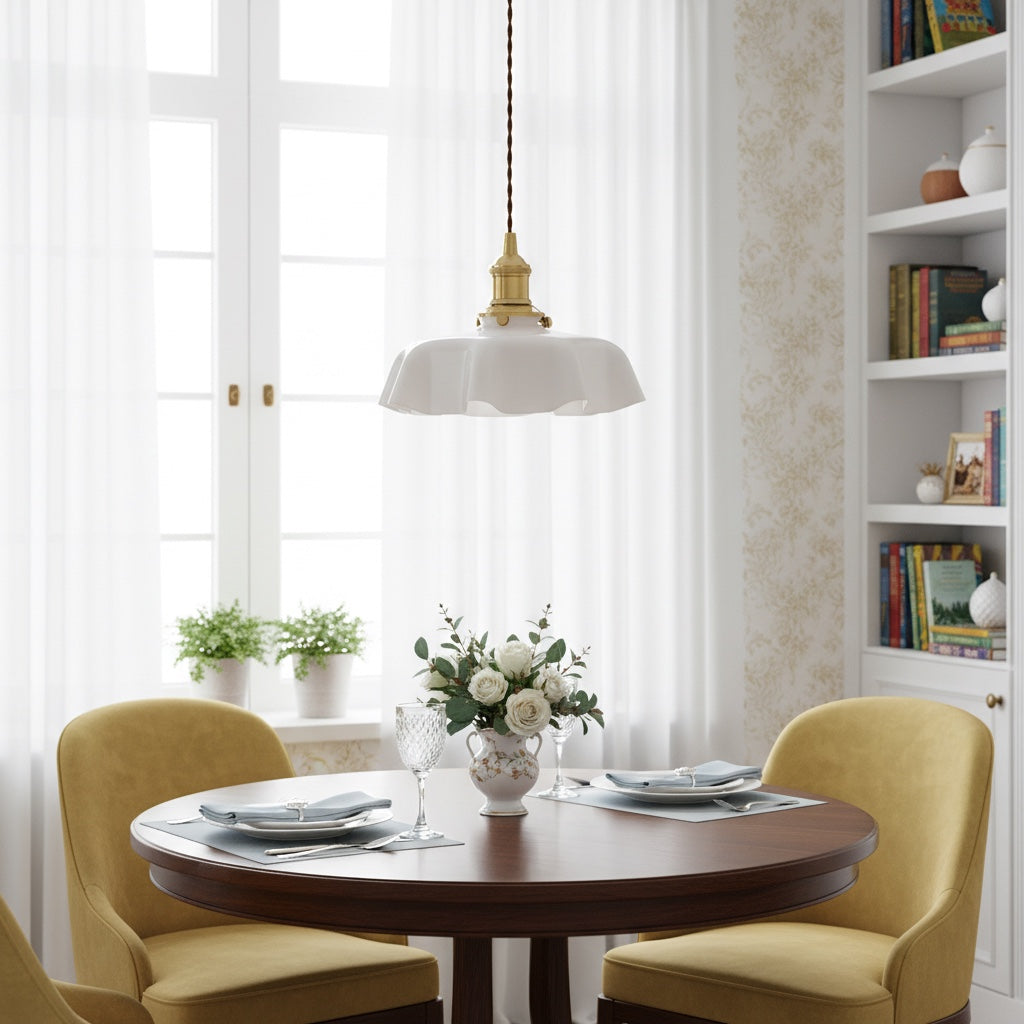 Lámpara colgante con flor de inspiración vintage Aluneroa Silueta suave y curva para iluminación interior