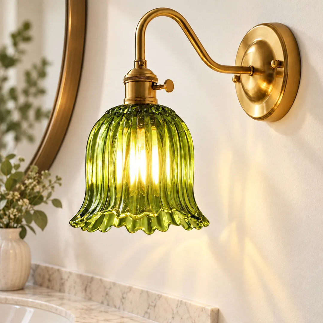 Japanese Ruffle Glass Wall Lamp