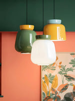 Charger l&#39;image dans la visionneuse de galerie, Lampe suspendue en céramique colorée avec drapeau national brésilien, bleu clair moka
