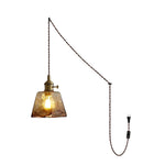 Load image into Gallery viewer, Textured Amber Glass Plug-In Swag Pendant