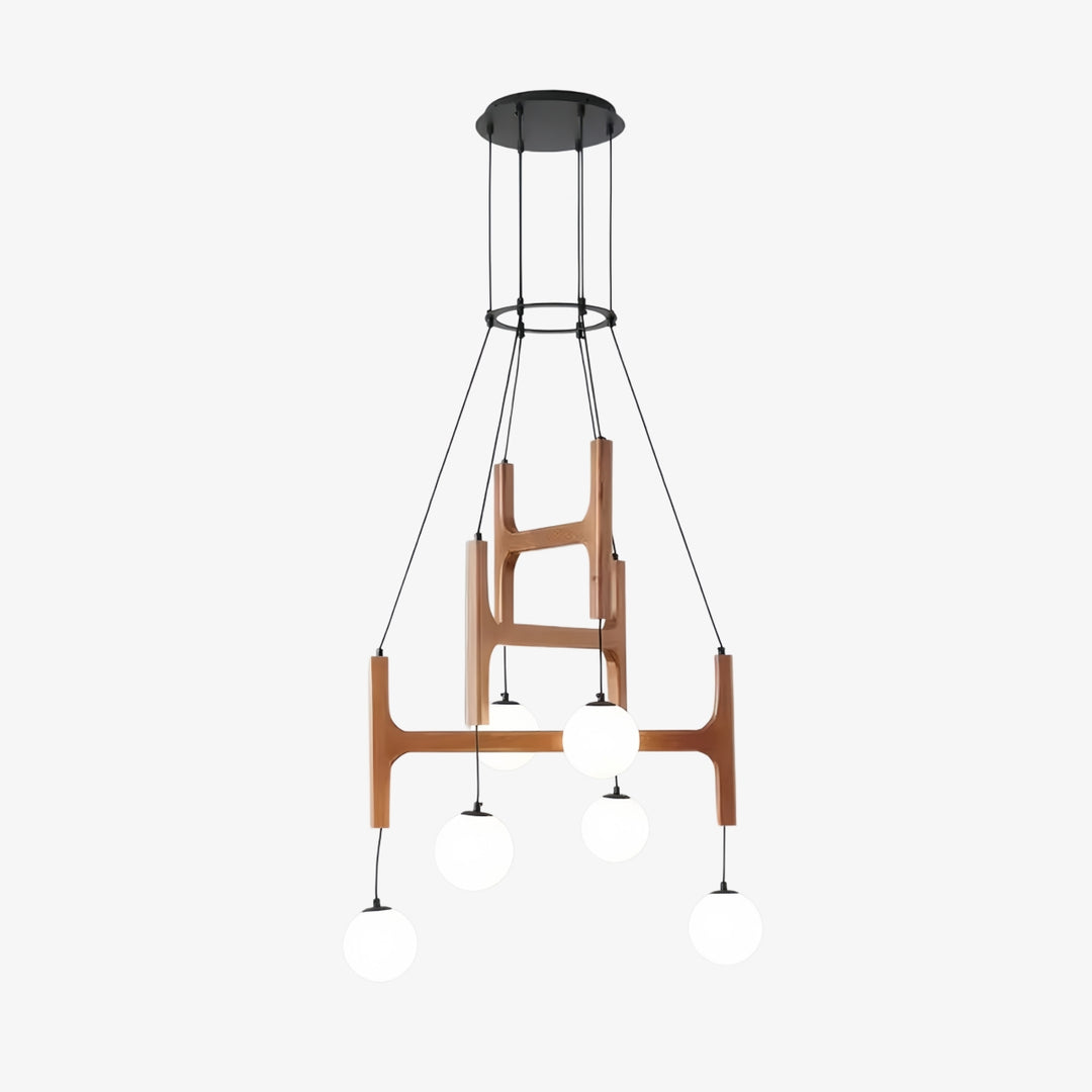 Lustre en Bois Auralith à Bras Multiples - Éclairage Naturel Moderne pour Salon et Salle à Manger
