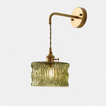 Cargar imagen en el visor de la Galería, Olive green ripple glass chain wall light