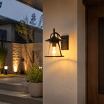 Bild in Gallery-Viewer laden, Black Glass Outdoor Wall Lantern Sconce