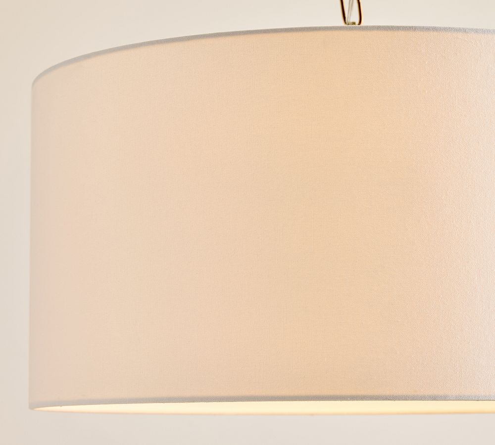 Lámpara colgante de lino Dumora con forma de tambor: moderna pantalla blanca para comedor