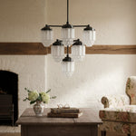 Load image into Gallery viewer, Tierlux Glass Textured Brass Chandelier – Timeless Lighting with Style
