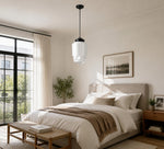 Load image into Gallery viewer, Vintage Art Deco Milk Glass Geometric  Skyscraper Shade Pendant Light