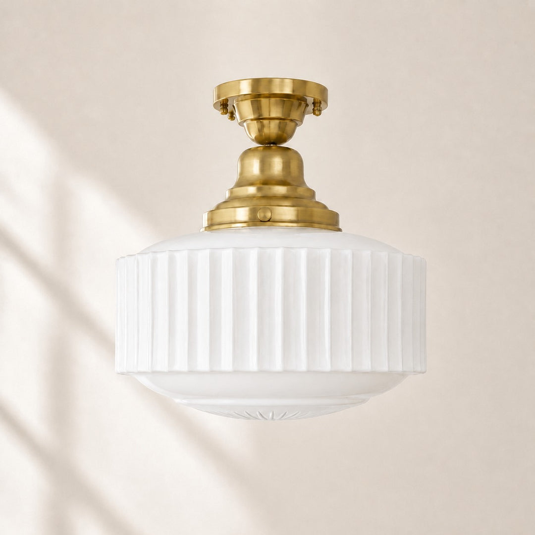 Lámpara colgante de vidrio opalume: lámpara colgante vintage de vidrio lechoso con estilo art déco 