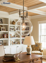 Cargar imagen en el visor de la Galería, Auria Industrial Classic Filament Glass Globe island Pendant lamp for kitchen, dining table
