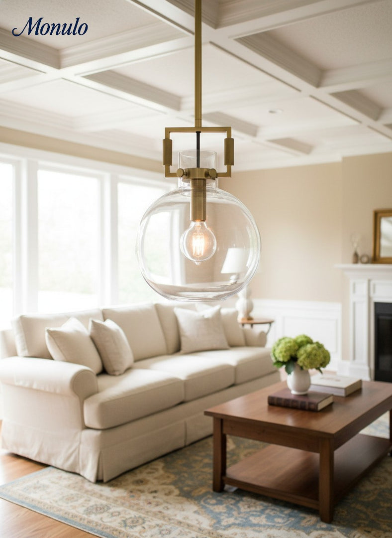 Auria Industrial Classic Filament Glass Globe island Pendant lamp for kitchen, dining table