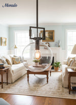 Cargar imagen en el visor de la Galería, Auria Industrial Classic Filament Glass Globe island Pendant lamp for kitchen, dining table
