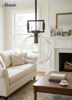 Cargar imagen en el visor de la Galería, Auria Industrial Classic Filament Glass Globe island Pendant lamp for kitchen, dining table
