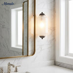 Cargar imagen en el visor de la Galería, Aplique de pared Eloise vintage de vidrio lechoso festoneado: iluminación de acento moderna para baño y dormitorio