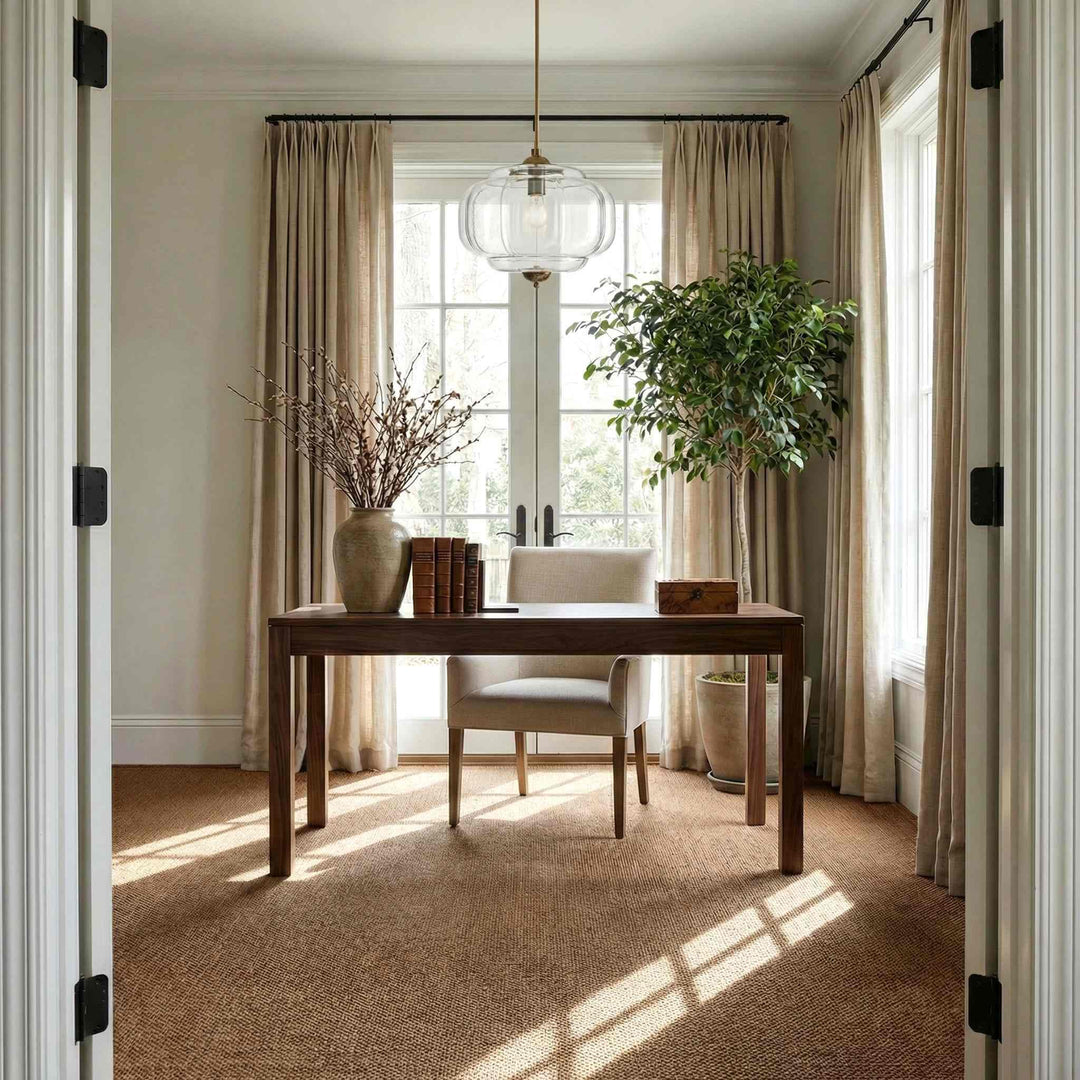 Eloise Scallop Vintage Milk Glass Semi-Flush Mount Pendant Light