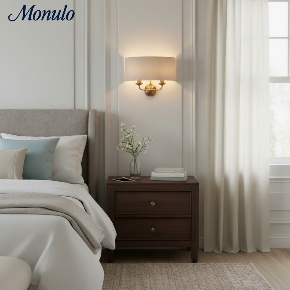 Tela Eleganter Stoffschirm Wandleuchte mit Veredeltem Metallrahmen für Wohnzimmer und Schlafzimmer