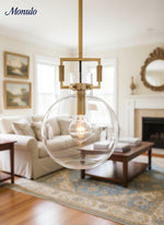 Cargar imagen en el visor de la Galería, Auria Industrial Classic Filament Glass Globe island Pendant lamp for kitchen, dining table
