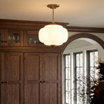 Load image into Gallery viewer, Eloise Scallop Vintage Milk Glass Semi-Flush Mount Pendant Light