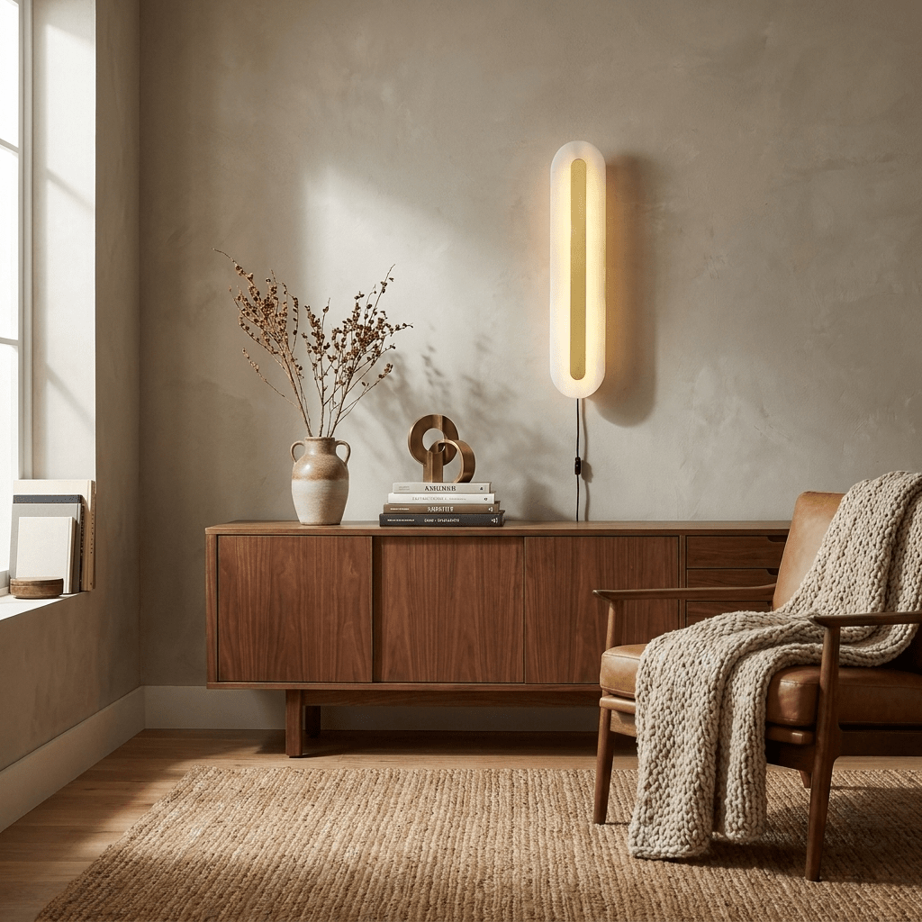 Alabaster Rounded Plug-In Wall Light with Inline Switch - product image 3