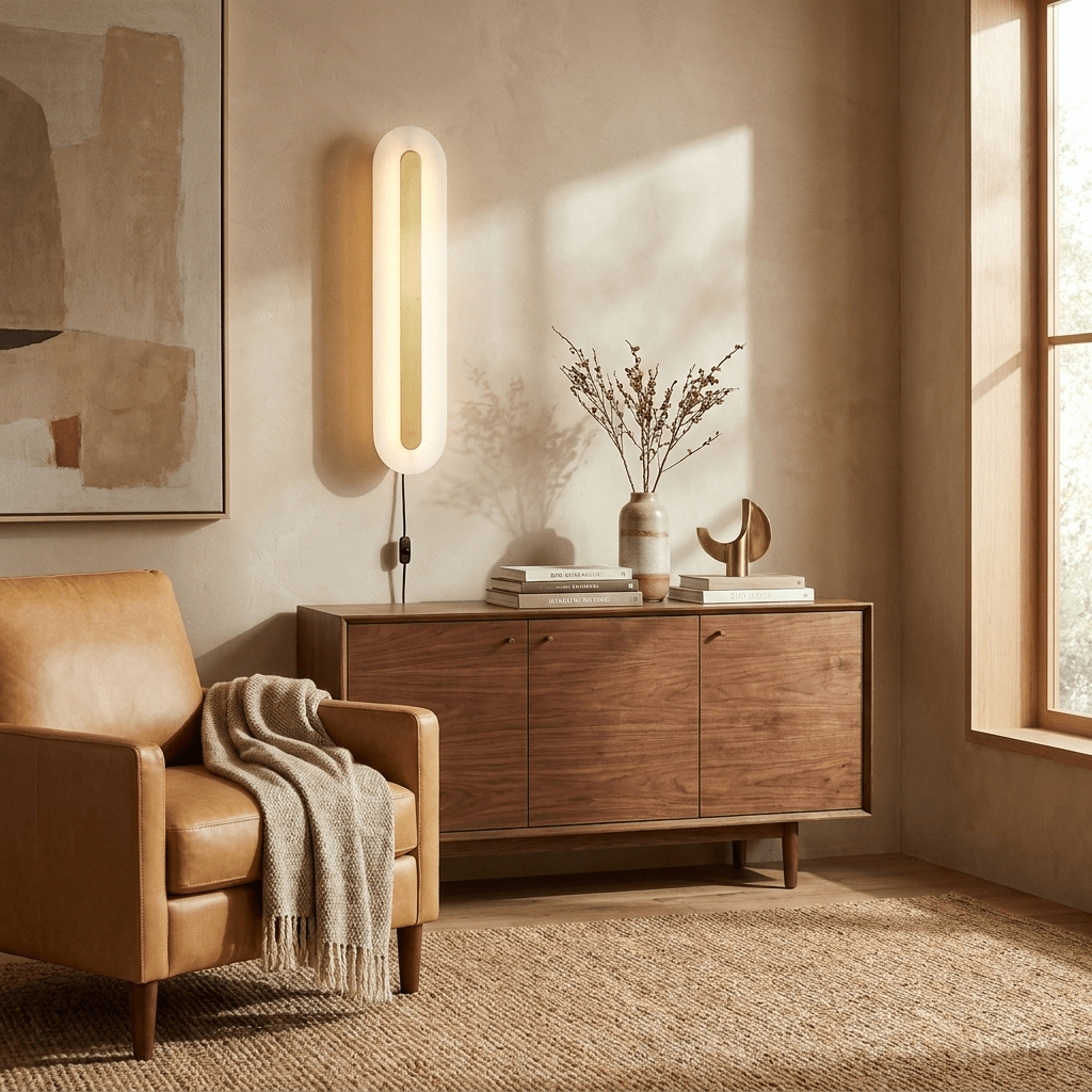 Alabaster Rounded Plug-In Wall Light with Inline Switch - product image 2