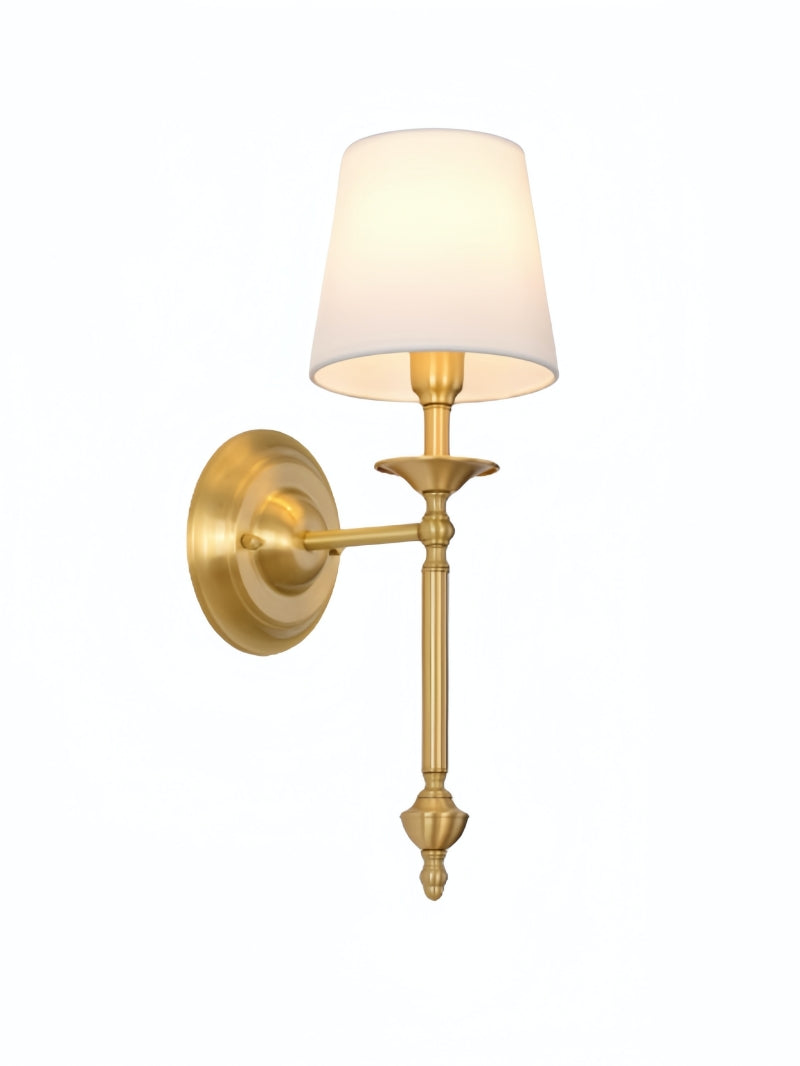 Aplique de pared con pantalla de tela Rowan en cobre antiguo: lámpara vintage de lujo para interiores 