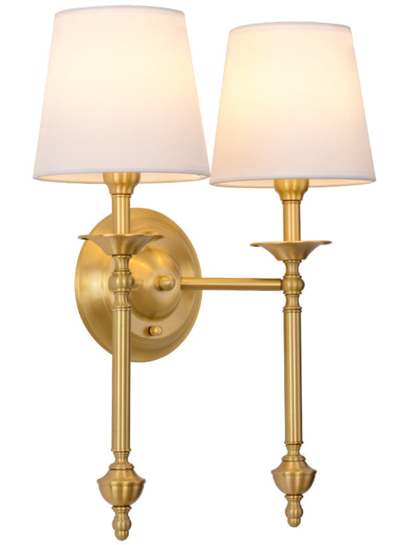 Aplique de pared con pantalla de tela Rowan en cobre antiguo: lámpara vintage de lujo para interiores 