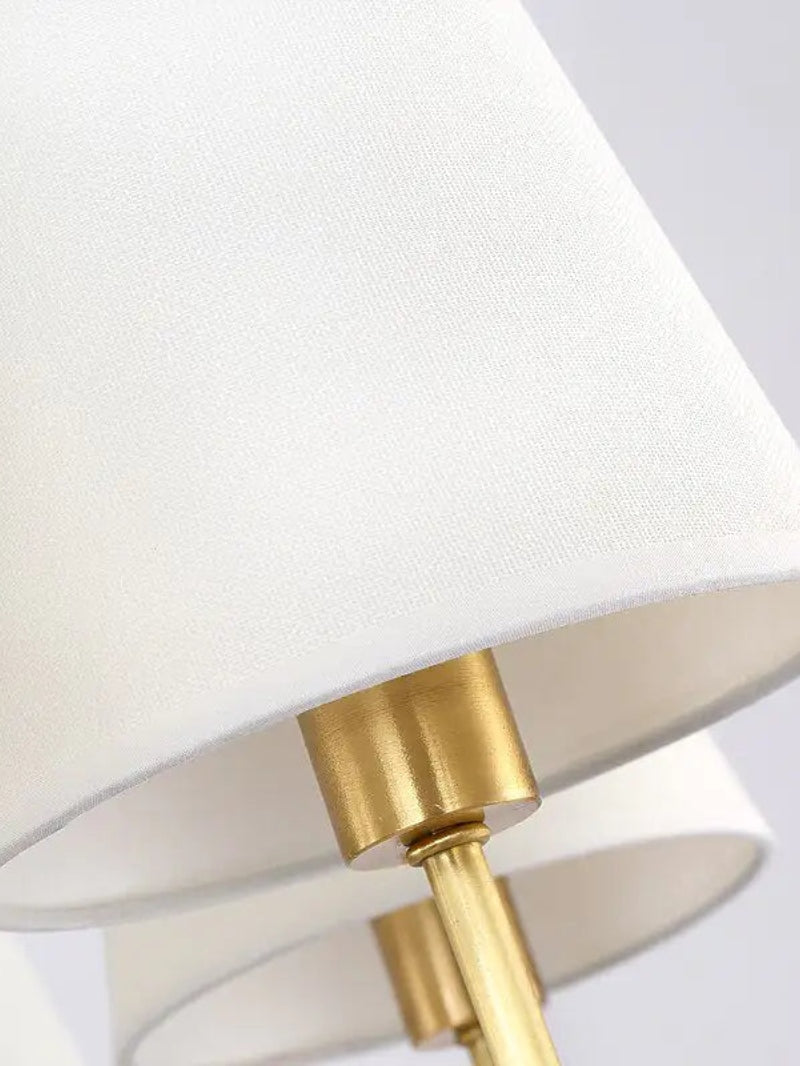 Aplique de pared con pantalla de tela Rowan en cobre antiguo: lámpara vintage de lujo para interiores 