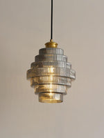 Load image into Gallery viewer, Antique Stripped Bottle Shade Glass Pendant Light
