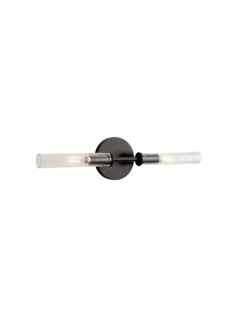 Aplique de vidrio acanalado: aplique de pared doble para iluminación de tocador de baño