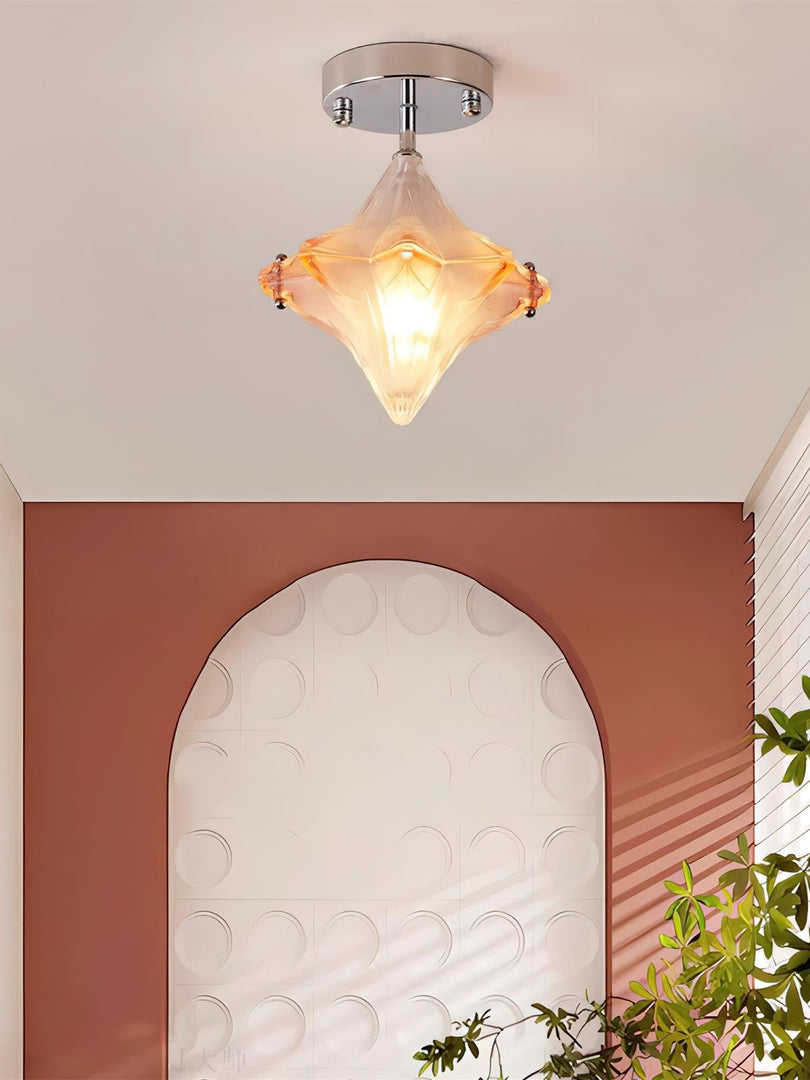 Art Deco Star Ceiling Lamp – Frosted Glass Fixture for Hallway & Entryway – Astris Ceres