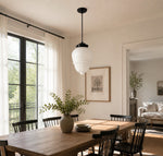 Load image into Gallery viewer, Vintage Art Deco Milk Glass Geometric  Skyscraper Shade Pendant Light