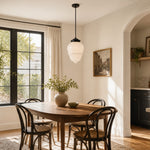 Load image into Gallery viewer, Vintage Art Deco Milk Glass Geometric  Skyscraper Shade Pendant Light