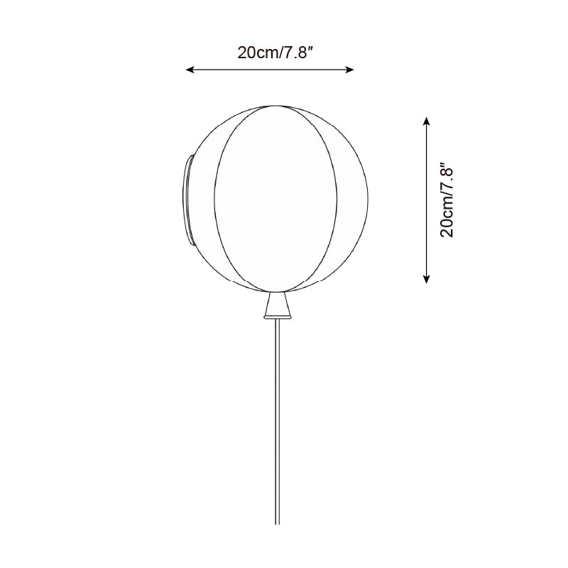 Colorful Balloon Glass Wall Lamp - dimension drawing 6