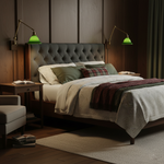 Charger l'image dans la visionneuse de galerie, Green Glass Banker-Style Plug-In Wall Lamp product view