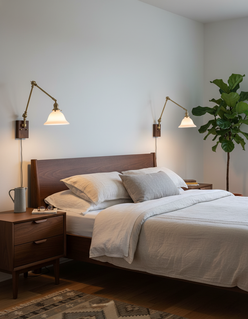 Green Glass Banker-Style Plug-In Wall Lamp product view