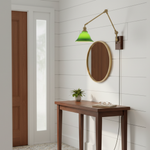 Charger l'image dans la visionneuse de galerie, Green Glass Banker-Style Plug-In Wall Lamp product view