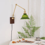 Charger l'image dans la visionneuse de galerie, Green Glass Banker-Style Plug-In Wall Lamp product view