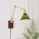 Charger l'image dans la visionneuse de galerie, Green Glass Banker-Style Plug-In Wall Lamp product view