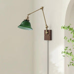 Charger l'image dans la visionneuse de galerie, Green Glass Banker-Style Plug-In Wall Lamp product view