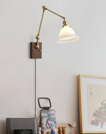 Charger l'image dans la visionneuse de galerie, Green Glass Banker-Style Plug-In Wall Lamp product view