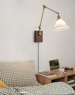 Charger l'image dans la visionneuse de galerie, Green Glass Banker-Style Plug-In Wall Lamp product view