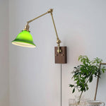 Charger l'image dans la visionneuse de galerie, Green Glass Banker-Style Plug-In Wall Lamp product view