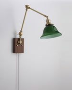 Charger l'image dans la visionneuse de galerie, Green Glass Banker-Style Plug-In Wall Lamp product view