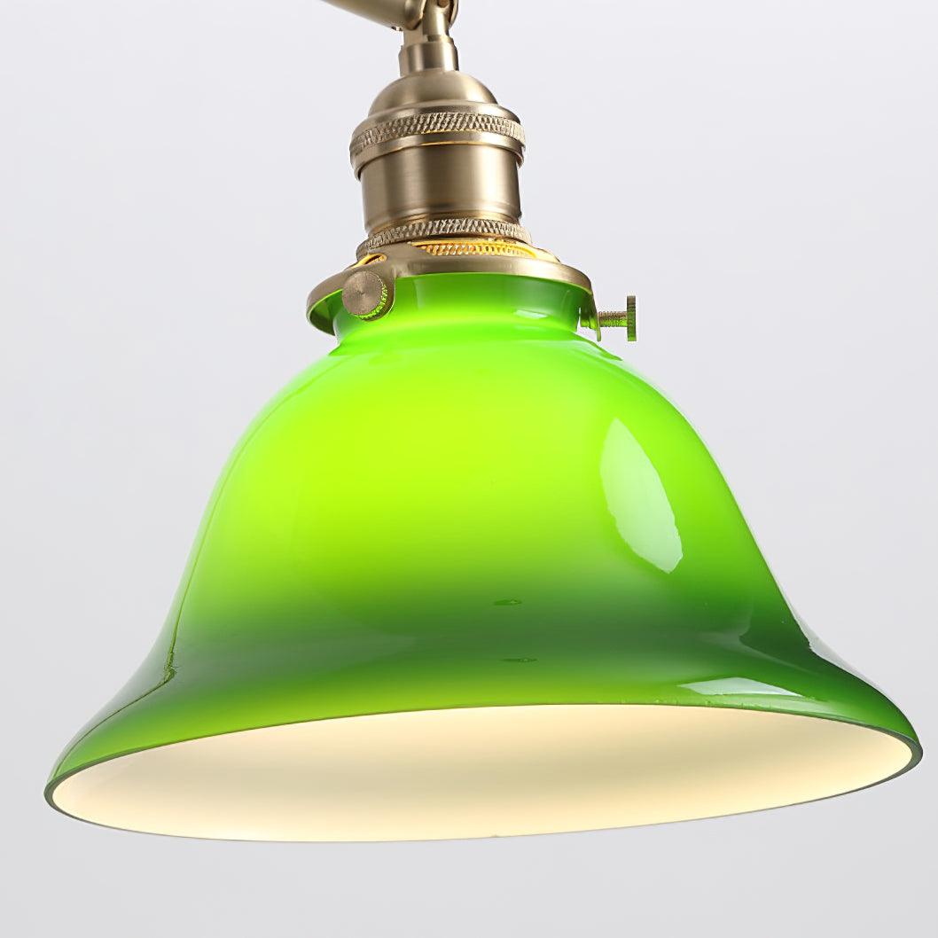 Green Glass Banker-Style Plug-In Wall Lamp product view