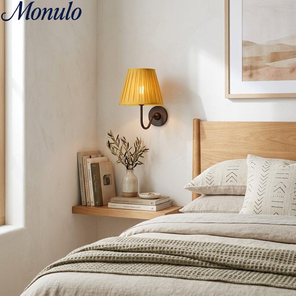 Applique murale en tissu Luvora avec abat-jour tambour - Applique plissée classique